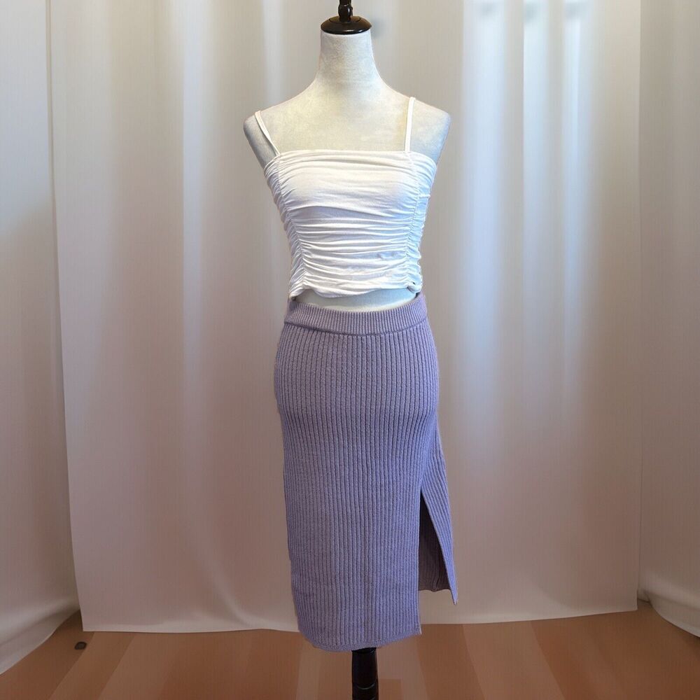 Hollister Skirt Womens M Medium Purple Knit Pencil Skirt Knee Length Elastic